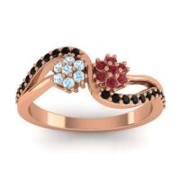 Ruby Fashion Ring In 18K Rose Gold With Aquamarine And Black Onyx – Prabadara Simple Ring
