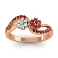 Ruby Fashion Ring In 18K Rose Gold With Aquamarine And Garnet – Prabadara Simple Ring