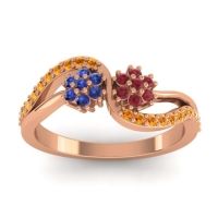 Ruby Fashion Ring In 18K Rose Gold With Blue Sapphire And Citrine – Prabadara Simple Ring