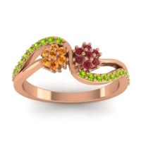 Ruby Fashion Ring In 18K Rose Gold With Citrine And Peridot – Prabadara Simple Ring