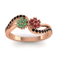 Ruby Fashion Ring In 18K Rose Gold With Emerald And Black Onyx – Prabadara Simple Ring