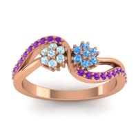 Swiss Blue Topaz Fashion Ring In 18K Rose Gold With Aquamarine And Amethyst – Prabadara Simple Ring