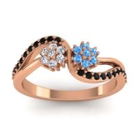 Swiss Blue Topaz Fashion Ring In 18K Rose Gold With Lab Diamond And Black Onyx – Prabadara Simple Ring