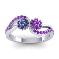 Amethyst Fashion Ring In 18k White Gold With Blue Sapphire – Prabadara Simple Ring
