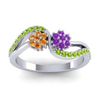 Amethyst Fashion Ring In 18k White Gold With Citrine And Peridot – Prabadara Simple Ring