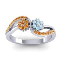 Aquamarine Fashion Ring In 18k White Gold With Citrine – Prabadara Simple Ring