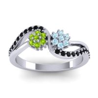 Aquamarine Fashion Ring In 18k White Gold With Peridot And Black Onyx – Prabadara Simple Ring