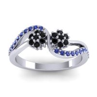 Black Onyx Fashion Ring In 18k White Gold With Blue Sapphire – Prabadara Simple Ring
