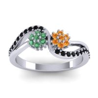 Citrine Fashion Ring In 18k White Gold With Emerald And Black Onyx – Prabadara Simple Ring