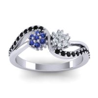 Lab Diamond Fashion Ring In 18k White Gold With Blue Sapphire And Black Onyx – Prabadara Simple Ring