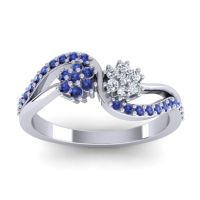 Diamond Fashion Ring In 14k White Gold With Blue Sapphire – Prabadara Simple Ring