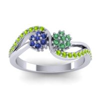 Emerald Fashion Ring In 14k White Gold With Blue Sapphire And Peridot – Prabadara Simple Ring