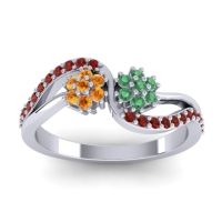 Emerald Fashion Ring In 14k White Gold With Citrine And Garnet – Prabadara Simple Ring