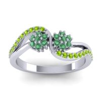 Emerald Fashion Ring In 14k White Gold With Peridot – Prabadara Simple Ring