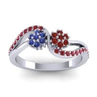 Garnet Fashion Ring In 18k White Gold With Blue Sapphire And Ruby – Prabadara Simple Ring