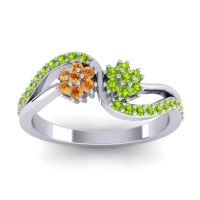 Peridot Fashion Ring In Platinum With Citrine – Prabadara Simple Ring