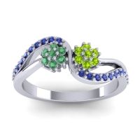 Peridot Fashion Ring In 14k White Gold With Emerald And Blue Sapphire – Prabadara Simple Ring