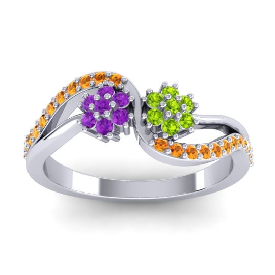 Simple Floral Pave Prabadara Ring