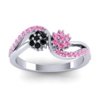 Pink Tourmaline Fashion Ring In 18k White Gold With Black Onyx – Prabadara Simple Ring