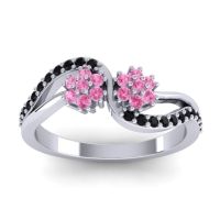 Pink Tourmaline Fashion Ring In 18k White Gold With Black Onyx – Prabadara Simple Ring