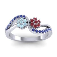 Ruby Fashion Ring In 14k White Gold With Aquamarine And Blue Sapphire – Prabadara Simple Ring