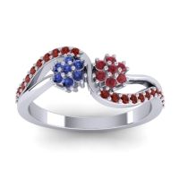 Ruby Fashion Ring In 18k White Gold With Blue Sapphire And Garnet – Prabadara Simple Ring