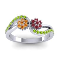 Ruby Fashion Ring In Platinum With Citrine And Peridot – Prabadara Simple Ring