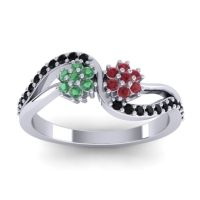 Ruby Fashion Ring In 18k White Gold With Emerald And Black Onyx – Prabadara Simple Ring