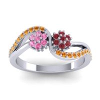 Ruby Fashion Ring In 18k White Gold With Pink Tourmaline And Citrine – Prabadara Simple Ring