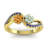 Aquamarine Fashion Ring In 14k Yellow Gold With Citrine And Blue Sapphire – Prabadara Simple Ring