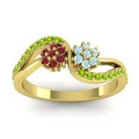 Aquamarine Fashion Ring In 18k Yellow Gold With Ruby And Peridot – Prabadara Simple Ring