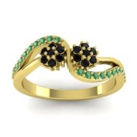 Black Onyx Fashion Ring In 14k Yellow Gold With Emerald – Prabadara Simple Ring