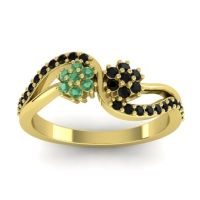 Black Onyx Fashion Ring In 18k Yellow Gold With Emerald – Prabadara Simple Ring