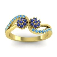 Blue Sapphire Fashion Ring In 18k Yellow Gold With Swiss Blue Topaz – Prabadara Simple Ring