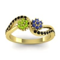 Blue Sapphire Fashion Ring In 18k Yellow Gold With Peridot And Black Onyx – Prabadara Simple Ring