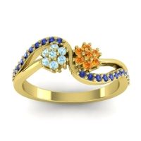 Citrine Fashion Ring In 14k Yellow Gold With Aquamarine And Blue Sapphire – Prabadara Simple Ring