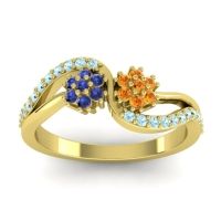 Citrine Fashion Ring In 14k Yellow Gold With Blue Sapphire And Aquamarine – Prabadara Simple Ring