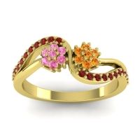 Citrine Fashion Ring In 18k Yellow Gold With Pink Tourmaline And Garnet – Prabadara Simple Ring
