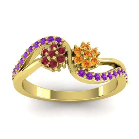 Simple Floral Pave Prabadara Ring
