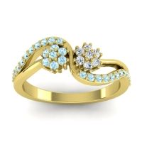 Lab Diamond Fashion Ring In 14k Yellow Gold With Aquamarine – Prabadara Simple Ring