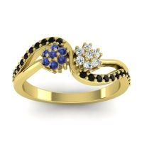 Diamond Fashion Ring In 18k Yellow Gold With Blue Sapphire And Black Onyx – Prabadara Simple Ring