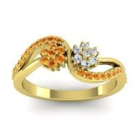 Diamond Fashion Ring In 14k Yellow Gold With Citrine – Prabadara Simple Ring
