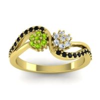 Diamond Fashion Ring In 18k Yellow Gold With Peridot And Black Onyx – Prabadara Simple Ring