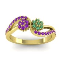 Emerald Fashion Ring In 14k Yellow Gold With Amethyst – Prabadara Simple Ring