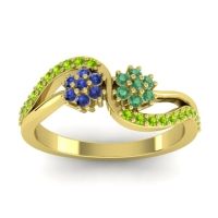 Emerald Fashion Ring In 14k Yellow Gold With Blue Sapphire And Peridot – Prabadara Simple Ring