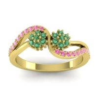 Emerald Fashion Ring In 14k Yellow Gold With Pink Tourmaline – Prabadara Simple Ring