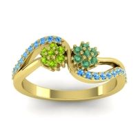 Emerald Fashion Ring In 18k Yellow Gold With Peridot And Swiss Blue Topaz – Prabadara Simple Ring