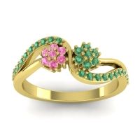 Emerald Fashion Ring In 14k Yellow Gold With Pink Tourmaline – Prabadara Simple Ring