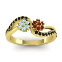 Garnet Fashion Ring In 18k Yellow Gold With Aquamarine And Black Onyx – Prabadara Simple Ring