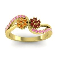Garnet Fashion Ring In 18k Yellow Gold With Citrine And Pink Tourmaline – Prabadara Simple Ring
